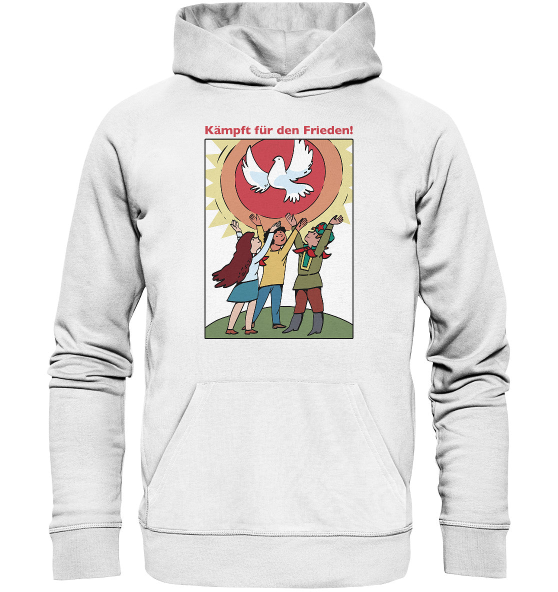 DDR Ostalgie Kapuze / Organic Hoodie Unisex • KÄMPFT FÜR DEN FRIEDEN! (DDR-ORIGINAL-PLAKAT)