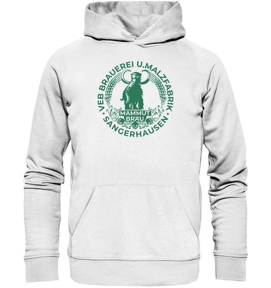 DDR Ostalgie Kapuze / Organic Hoodie Unisex • VEB BRAUEREI SANGERHAUSEN - MAMMUT BRÄU monochrom