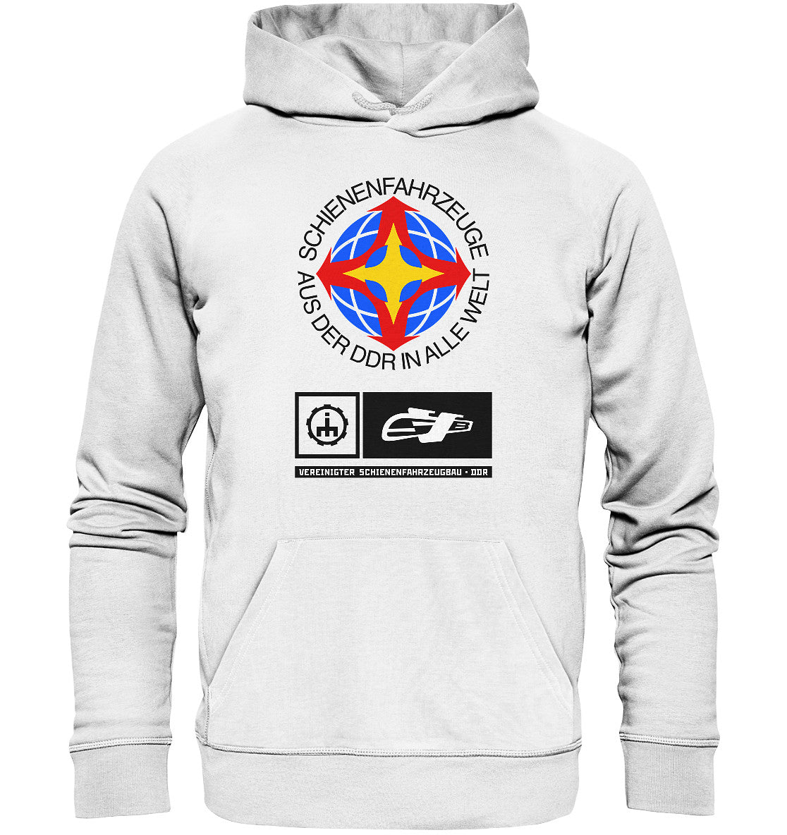 DDR Ostalgie Kapuze / Organic Hoodie Unisex • VEREINIGTER SCHIENENFAHRZEUGBAU DDR