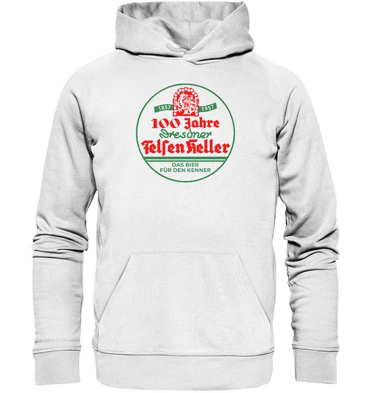 DDR Ostalgie Kapuze / Organic Hoodie Unisex • 100 JAHRE DRESDNER FELSENKELLER BIER