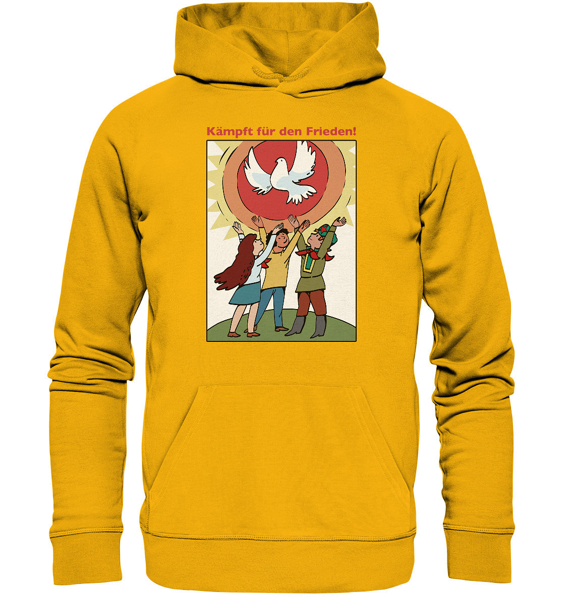 DDR Ostalgie Kapuze / Organic Hoodie Unisex • KÄMPFT FÜR DEN FRIEDEN! (DDR-ORIGINAL-PLAKAT)