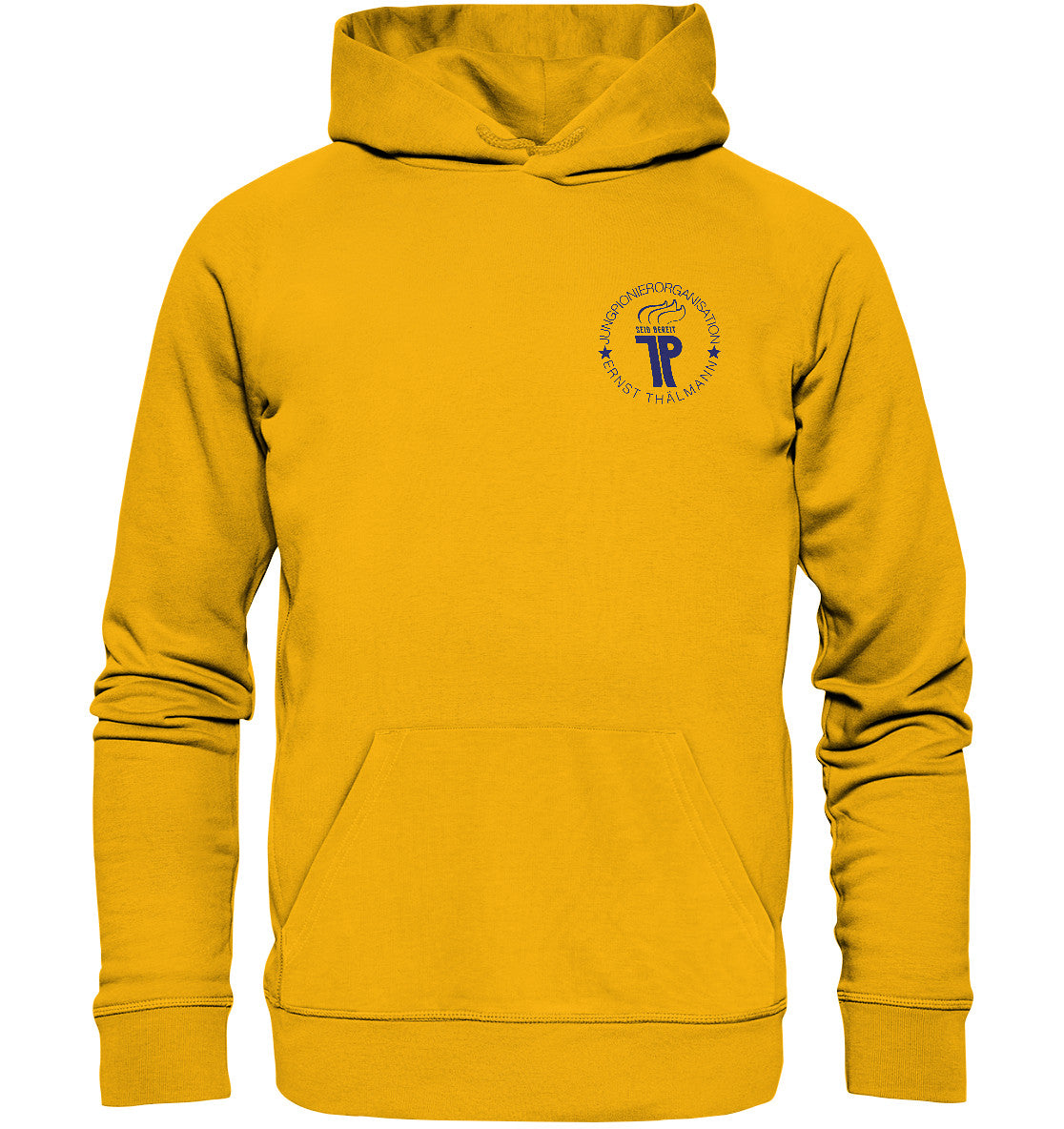 DDR Ostalgie Kapuze / Organic Hoodie Unisex • JUNGE PIONIERE - BRUST BADGE
