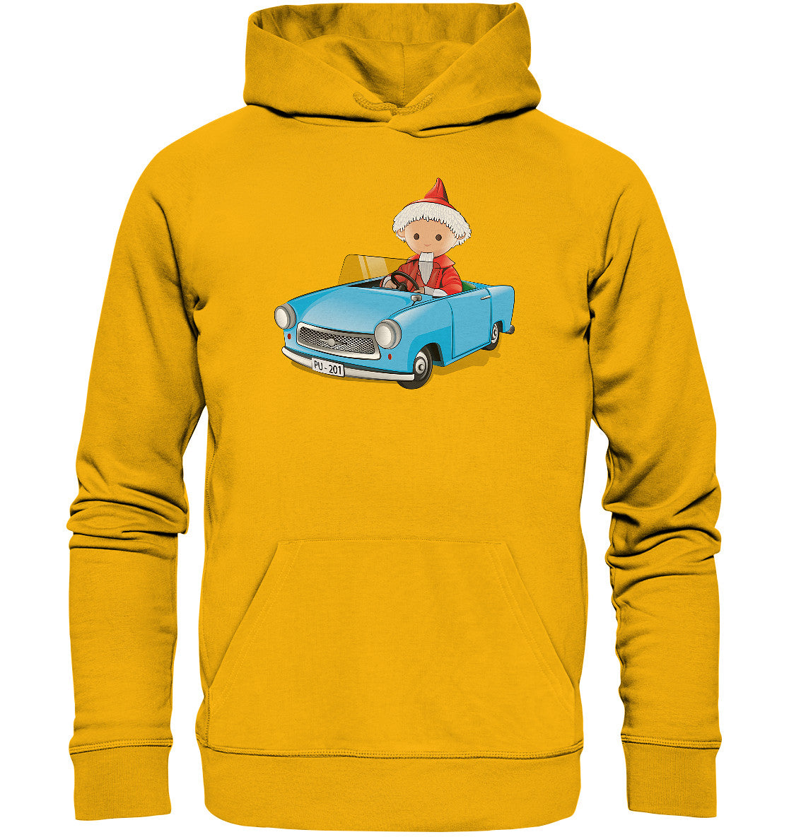 DDR Ostalgie Kapuze / Organic Hoodie Unisex • UNSER SANDMÄNNCHEN - TRABI-CRUISER (PU-201)