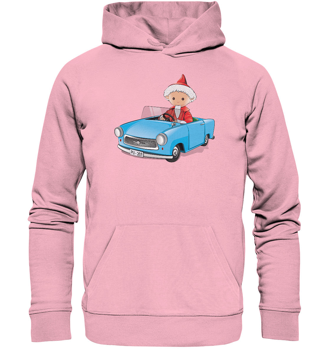 DDR Ostalgie Kapuze / Organic Hoodie Unisex • UNSER SANDMÄNNCHEN - TRABI-CRUISER (PU-201)