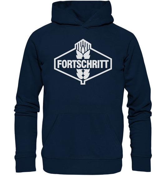 DDR Ostalgie Kapuze / Organic Hoodie Unisex • FORTSCHRITT - WEISS