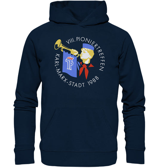 DDR Ostalgie Kapuze / Organic Hoodie Unisex • PIONIERTREFFEN KARL MARX STADT - DUNKEL