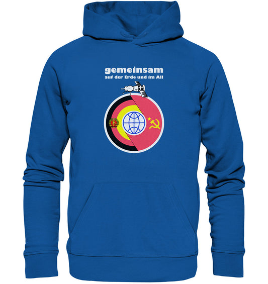 DDR Ostalgie Kapuze / Organic Hoodie Unisex • GEMEINSAM AUF DER ERDE UND IM ALL
