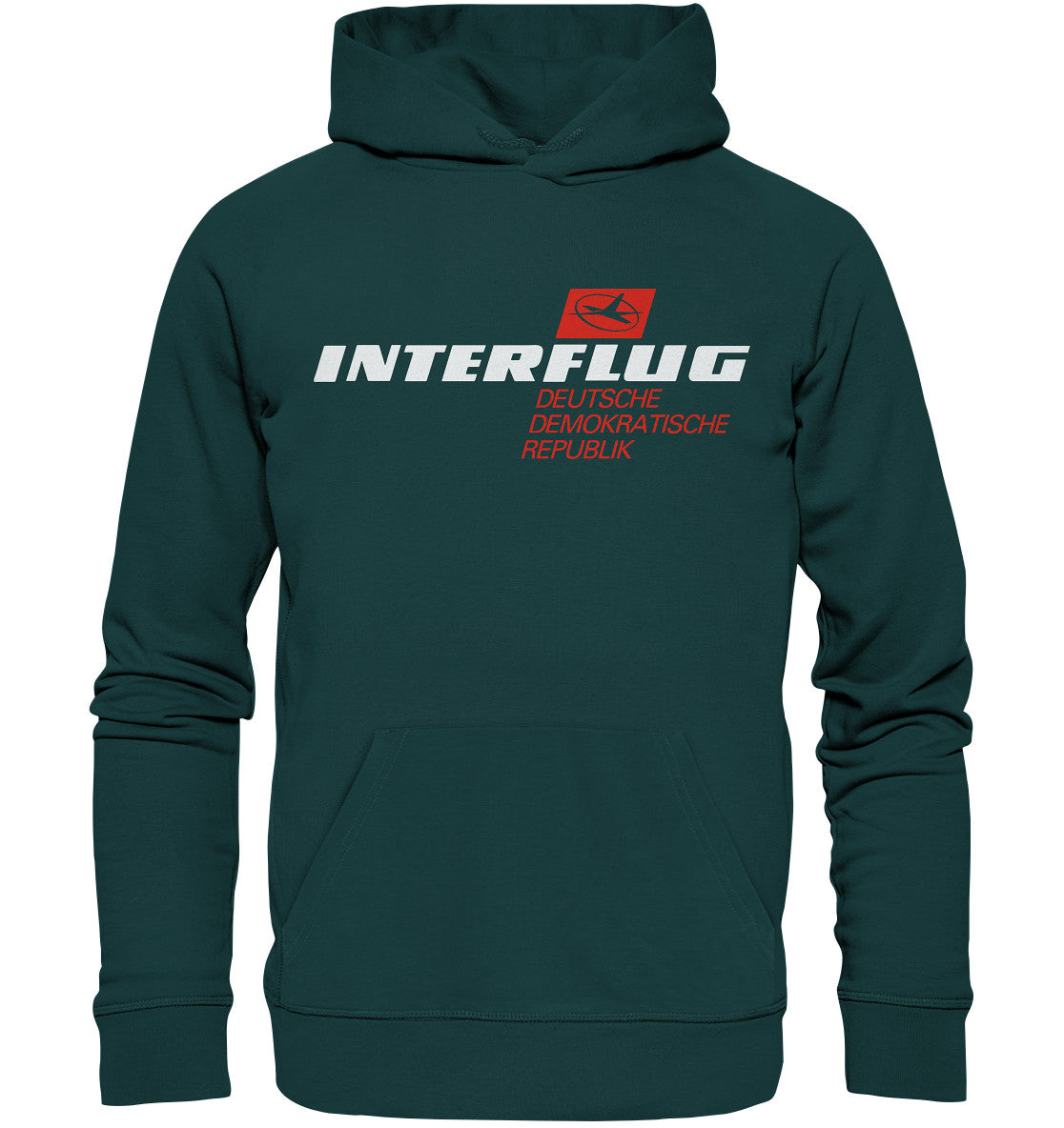 DDR Ostalgie Kapuze / Organic Hoodie Unisex • INTERFLUG - DUNKEL