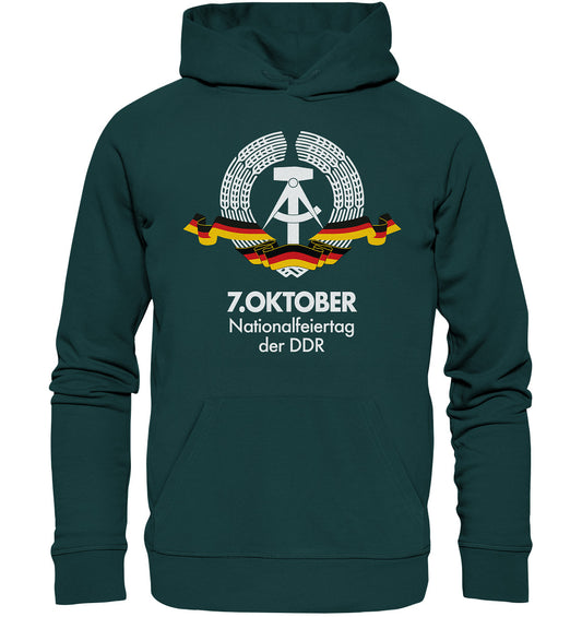 DDR Ostalgie Kapuze / Organic Hoodie Unisex • NATIONALFEIERTAG DER DDR - 7. OKTOBER
