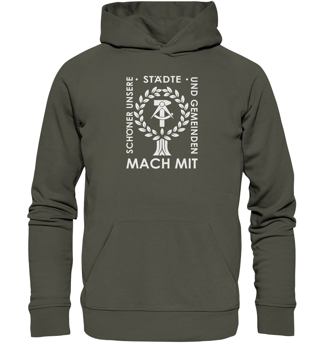 DDR Ostalgie Kapuze / Organic Hoodie Unisex • SCHÖNER UNSERE STÄDTE - DUNKEL