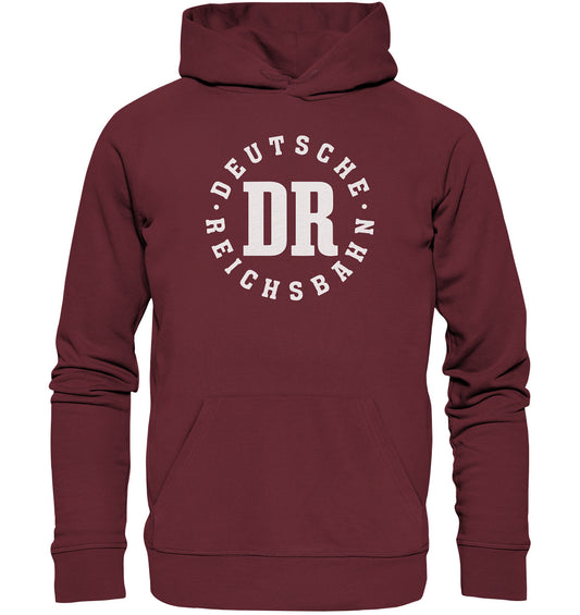 DDR Ostalgie Kapuze / Organic Hoodie Unisex •  DR DEUTSCHE REICHSBAHN - DUNKEL