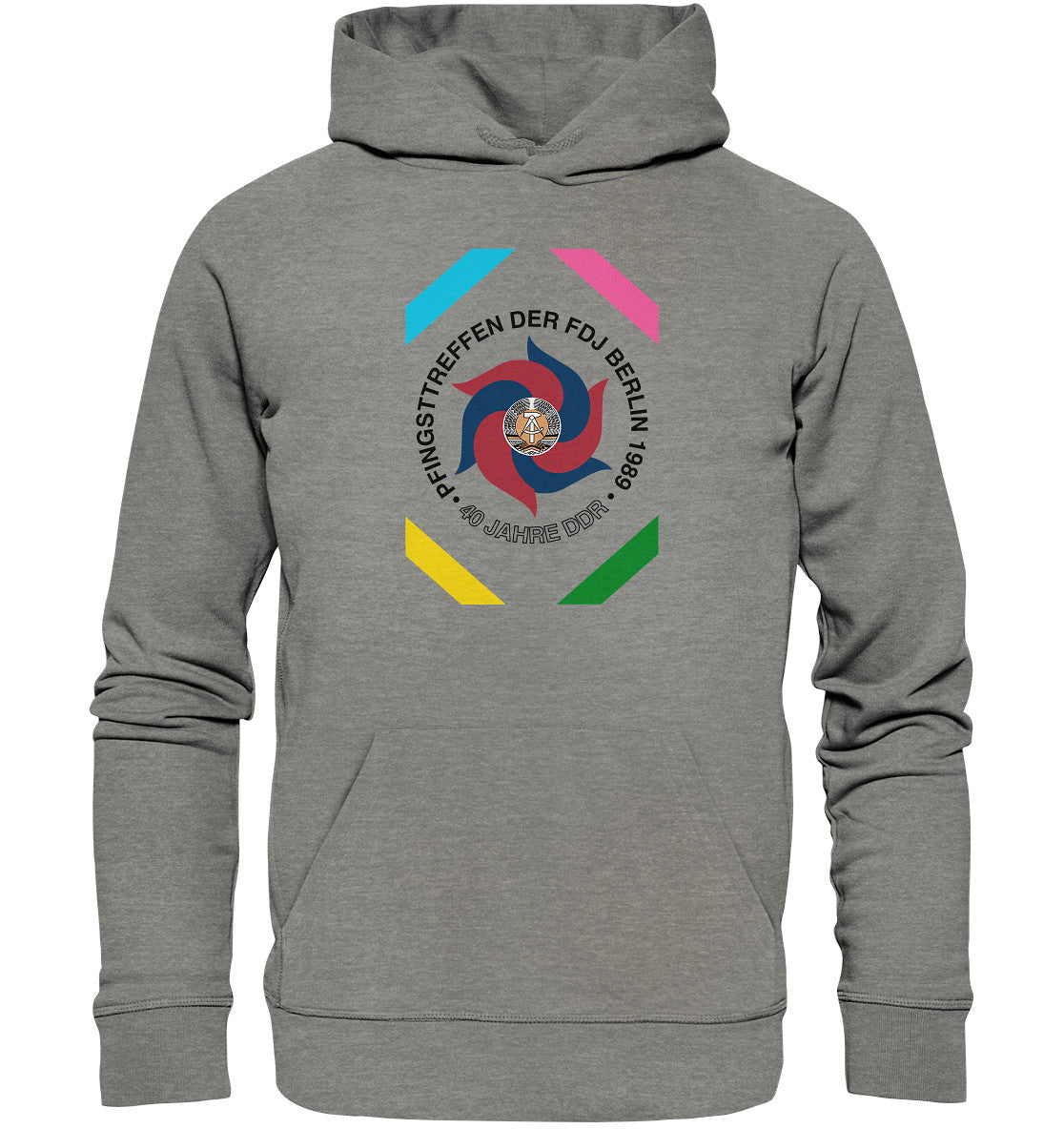 DDR Ostalgie Kapuze / Organic Hoodie Unisex • PFINGSTTREFFEN BERLIN 1989