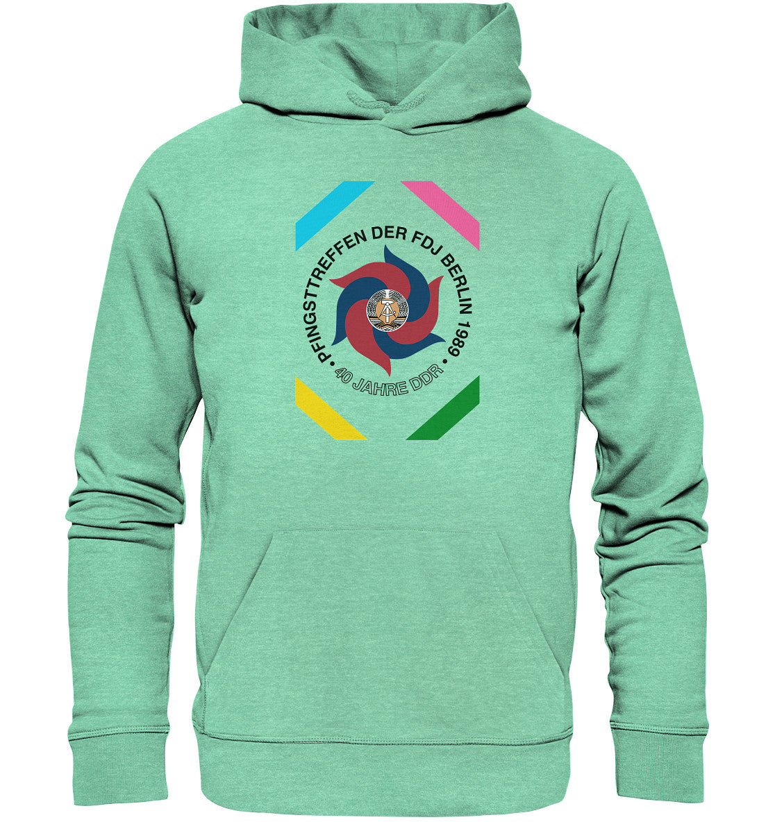 DDR Ostalgie Kapuze / Organic Hoodie Unisex • PFINGSTTREFFEN BERLIN 1989