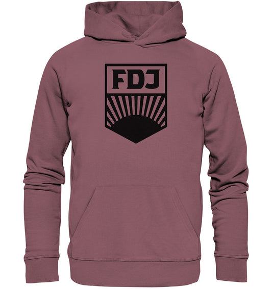 DDR Ostalgie Kapuze / Organic Hoodie Unisex • FDJ FREIE DEUTSCHE JUGEND- SCHWARZ