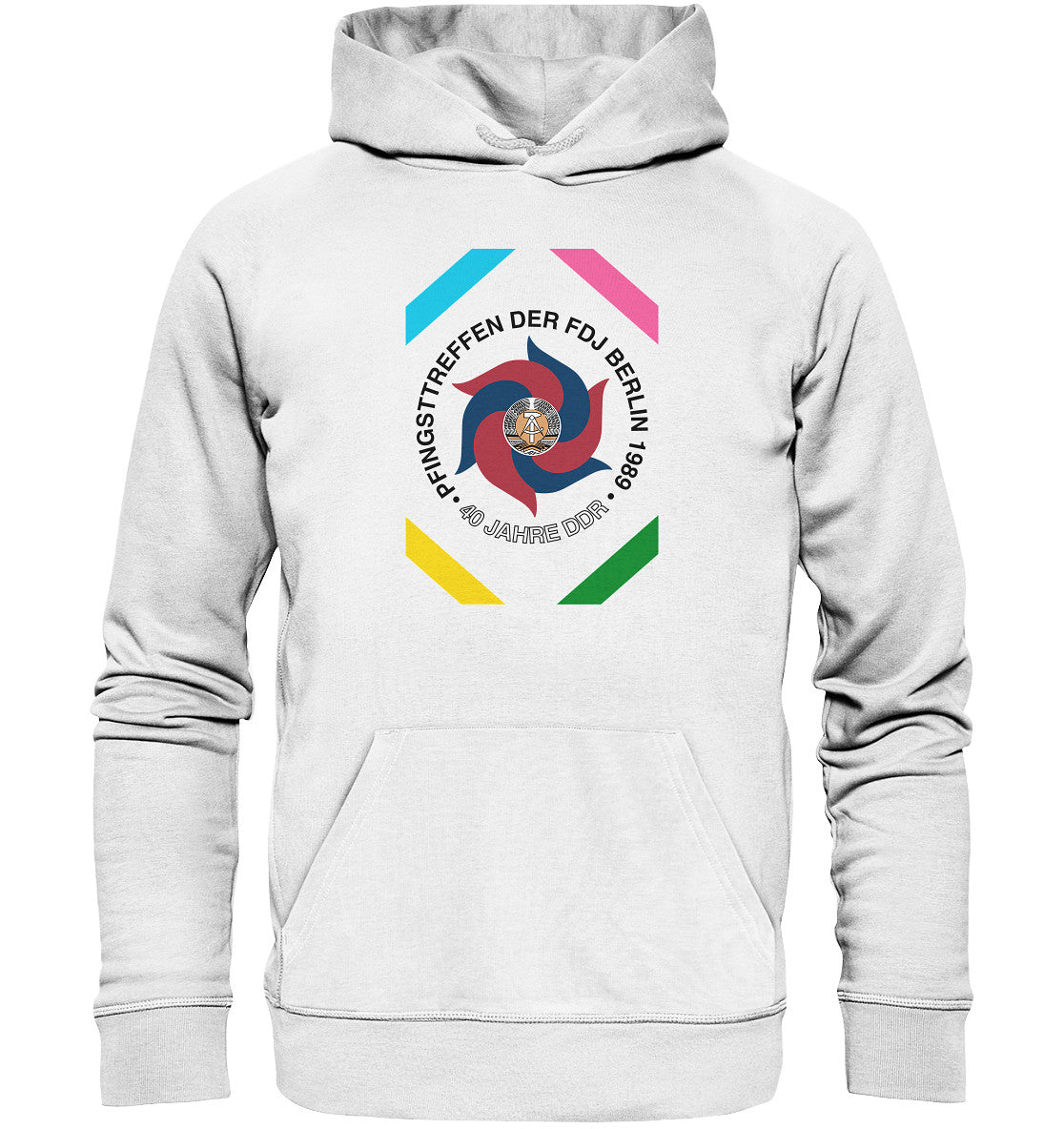 DDR Ostalgie Kapuze / Organic Hoodie Unisex • PFINGSTTREFFEN BERLIN 1989