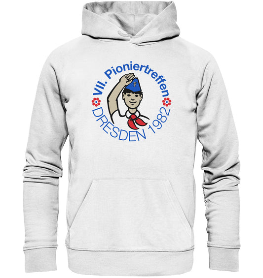 DDR Ostalgie Kapuze / Organic Hoodie Unisex • PIONIERTREFFEN DRESDEN 1982