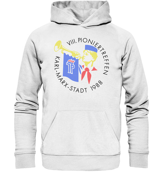 DDR Ostalgie Kapuze / Organic Hoodie Unisex • PIONIERTREFFEN KARL MARX STADT - HELL