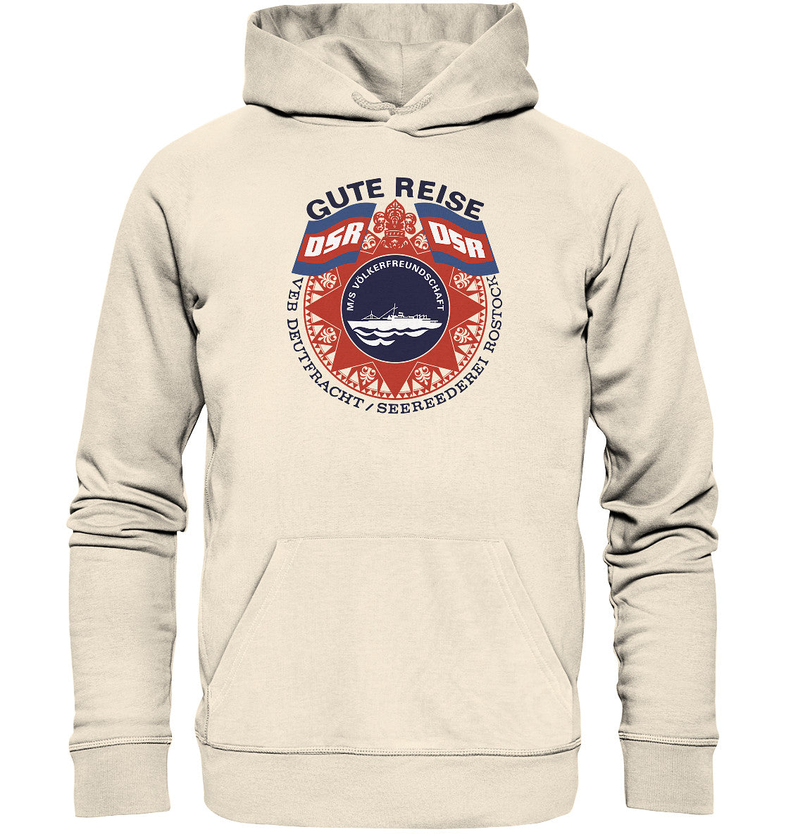 DDR Ostalgie Kapuze / Organic Hoodie Unisex • MS VÖLKERFREUNDSCHAFT- hell
