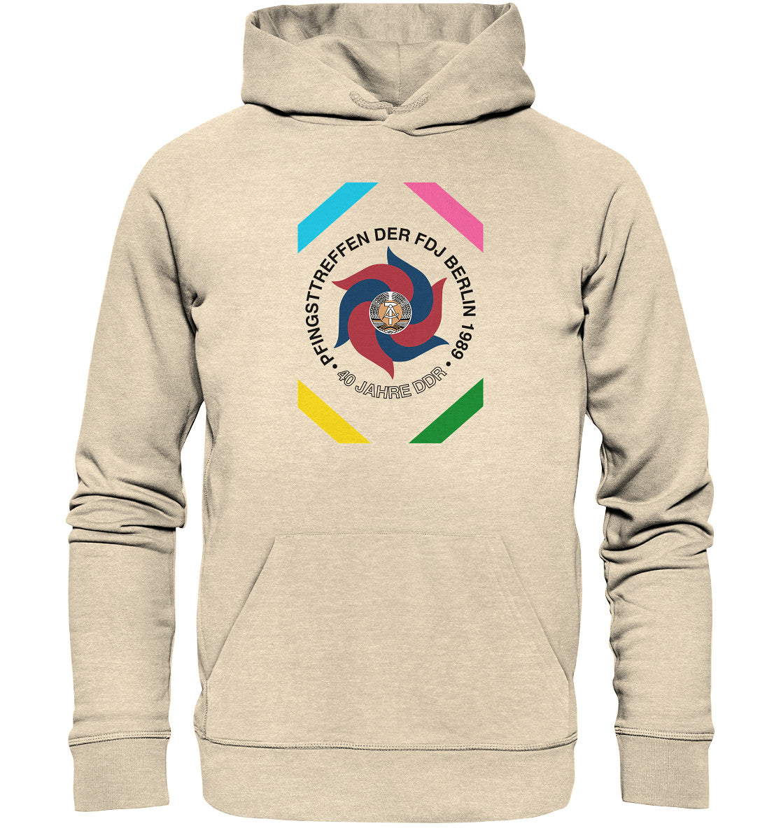 DDR Ostalgie Kapuze / Organic Hoodie Unisex • PFINGSTTREFFEN BERLIN 1989