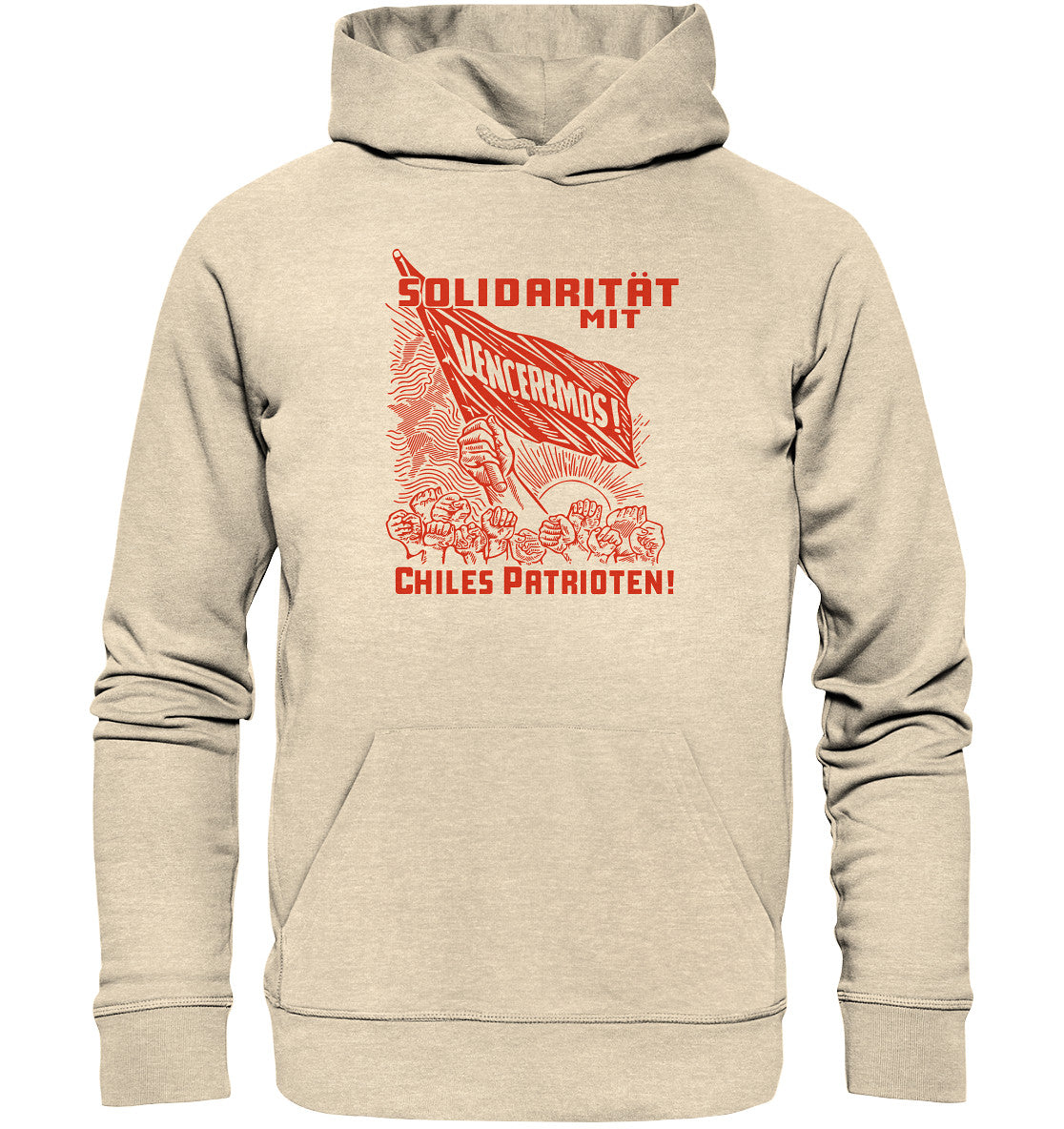 DDR Ostalgie Kapuze / Organic Hoodie Unisex • VENCEREMOS SOLIDARITÄT MIT CHILES PATRIOTEN