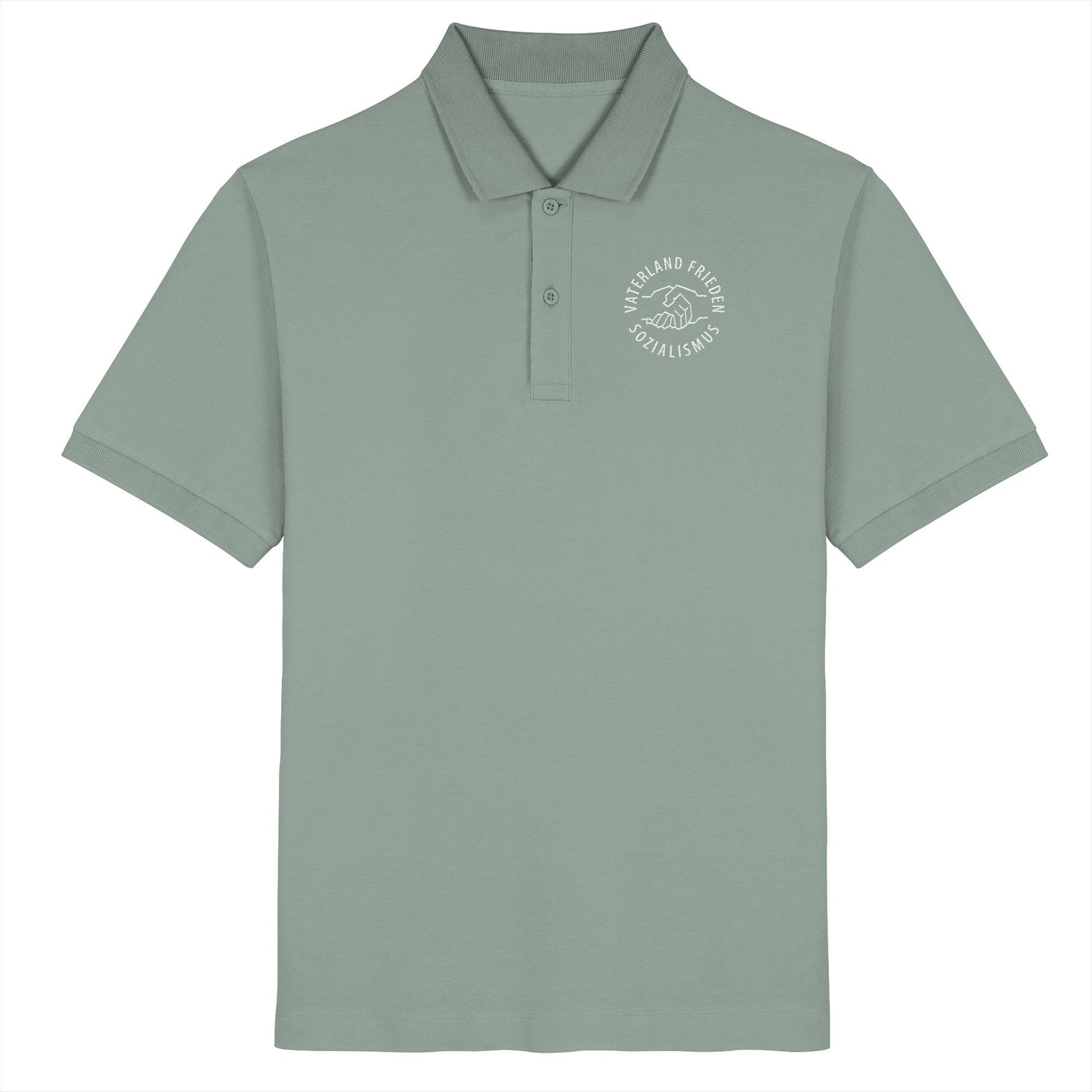 ORGANIC POLOSHIRT BESTICKT • VATERLAND FRIEDEN SOZIALISMUS (DDR LOGO)