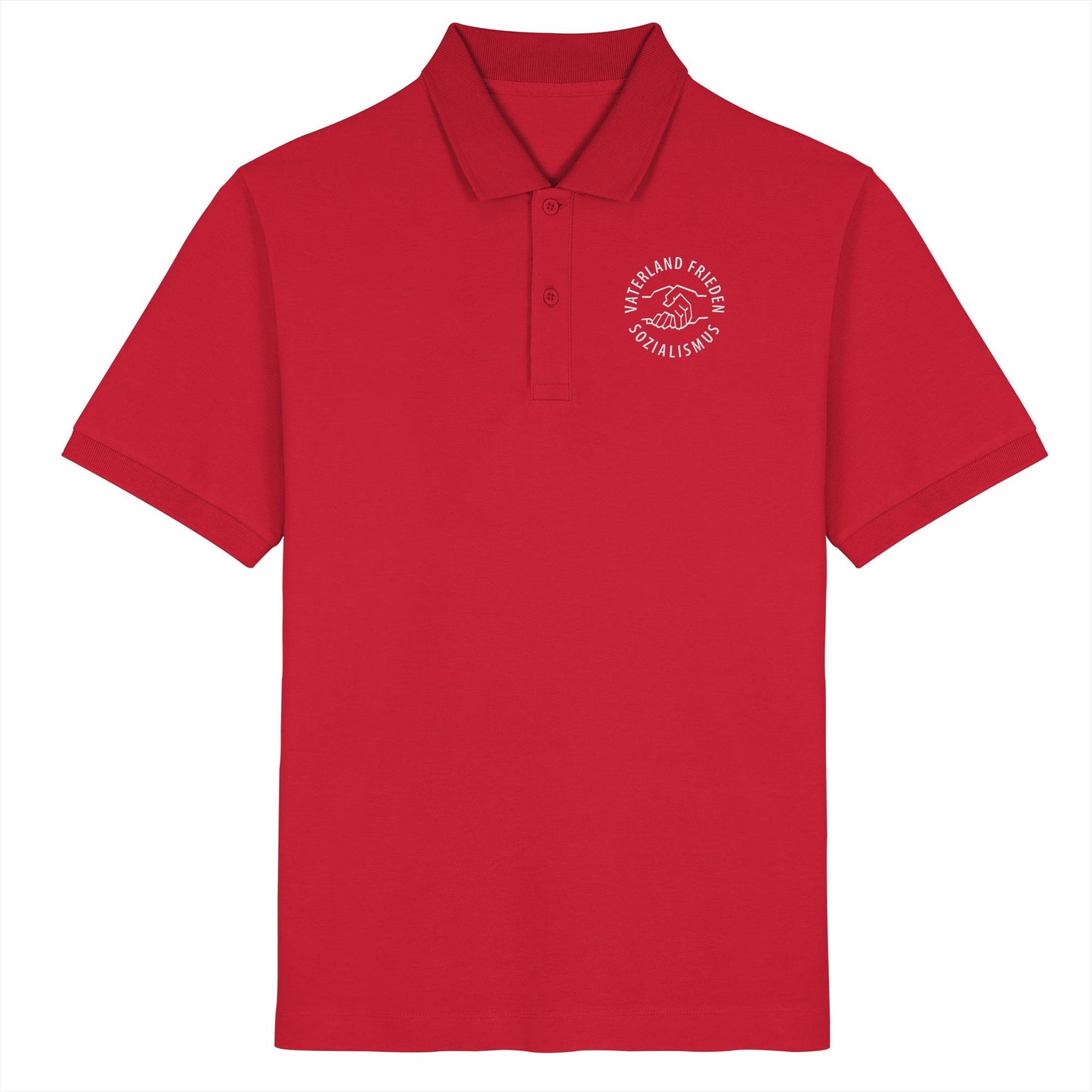 ORGANIC POLOSHIRT BESTICKT • VATERLAND FRIEDEN SOZIALISMUS (DDR LOGO)