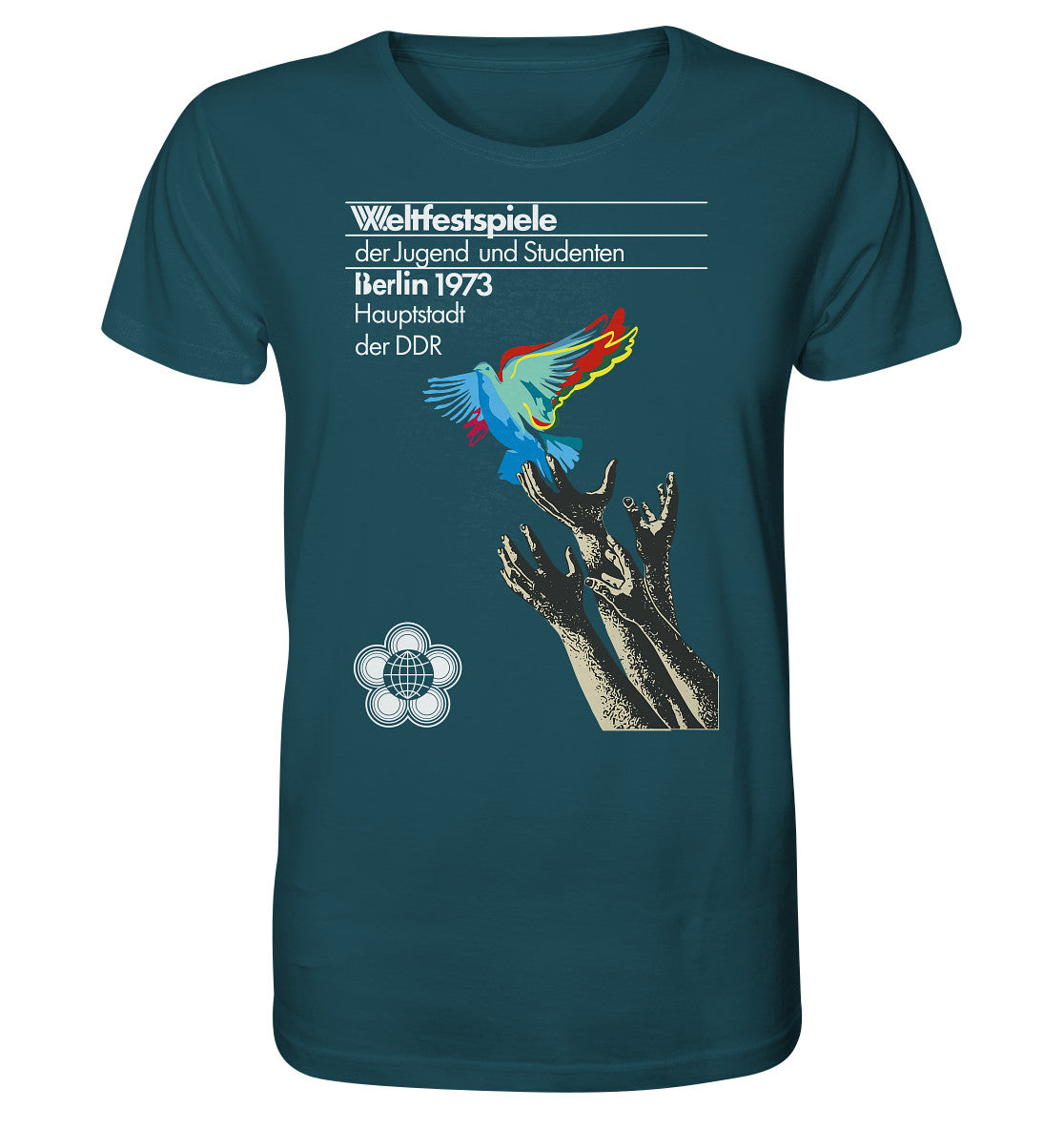 ORGANIC BIO SHIRT UNISEX • WELTFESTSPIELE BERLIN, DDR 1973 - FRIEDENSTAUBE