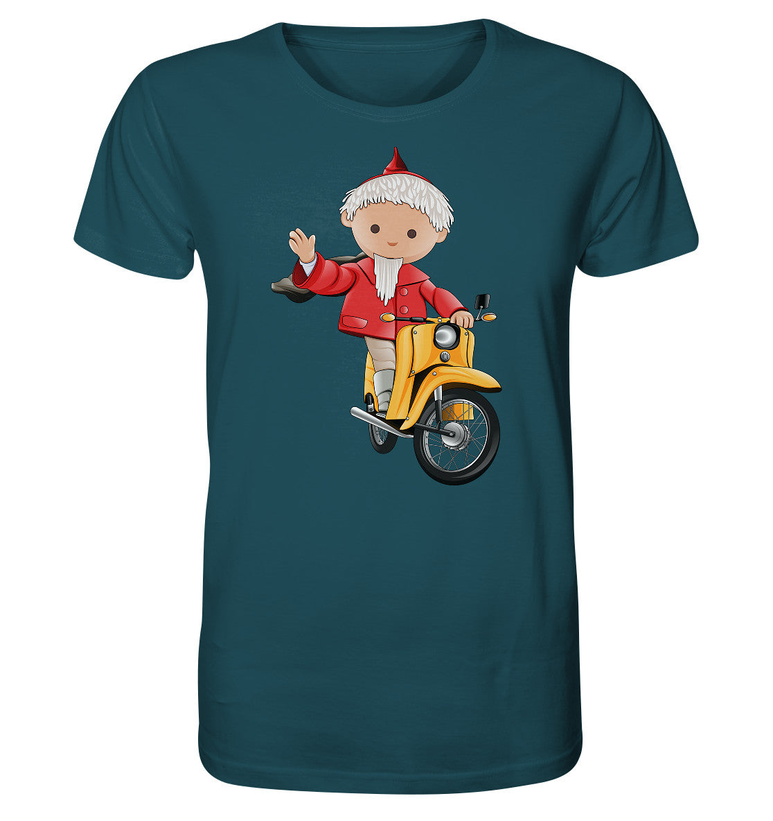 ORGANIC BIO SHIRT UNISEX • UNSER SANDMÄNNCHEN - AUF DER SCHWALBE - ROT (PU-137, 1973)