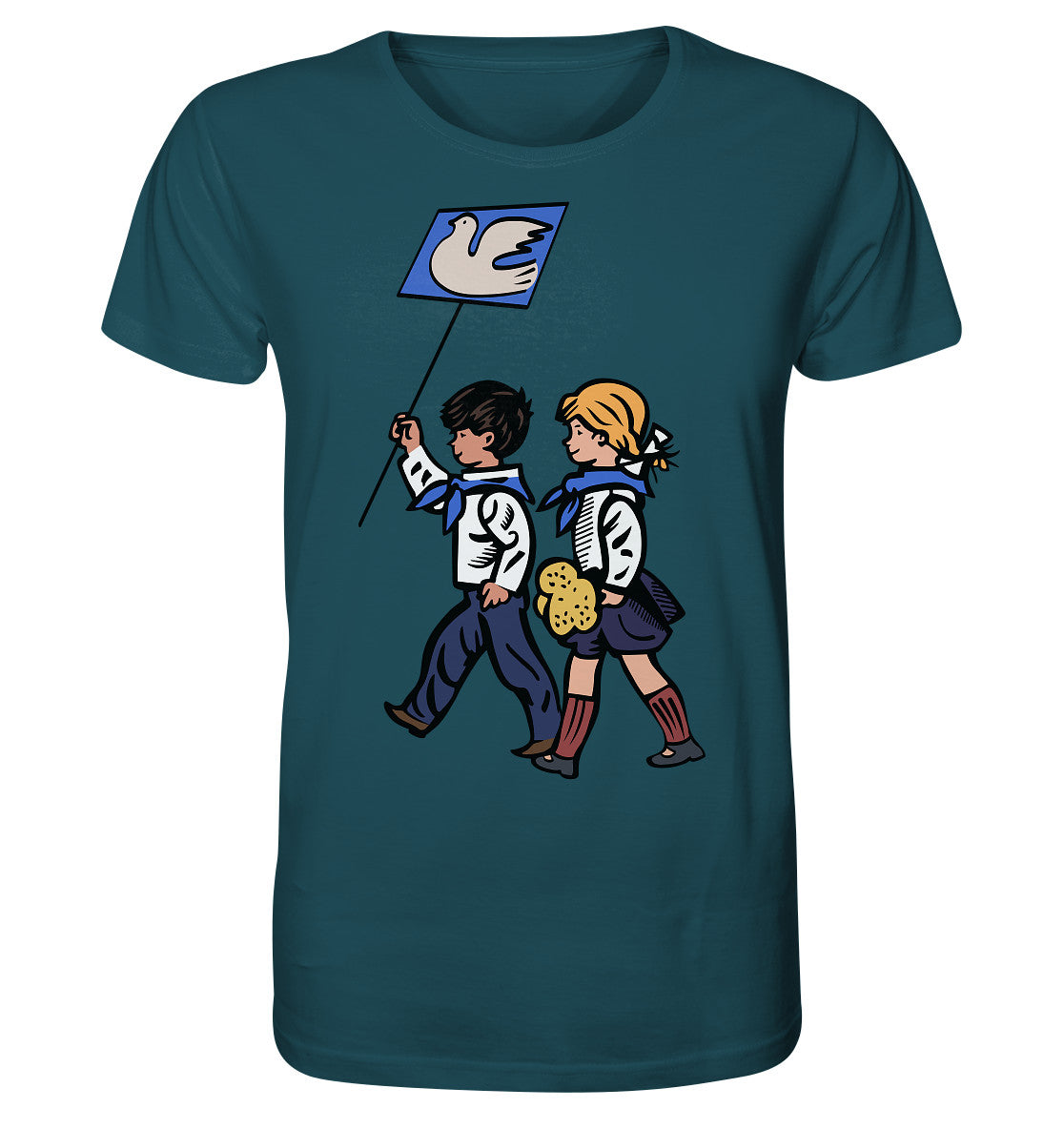 ORGANIC BIO SHIRT UNISEX • KLEINE WEISSE FRIEDENSTAUBE - ILLUSTRATION UNSERE FIBEL