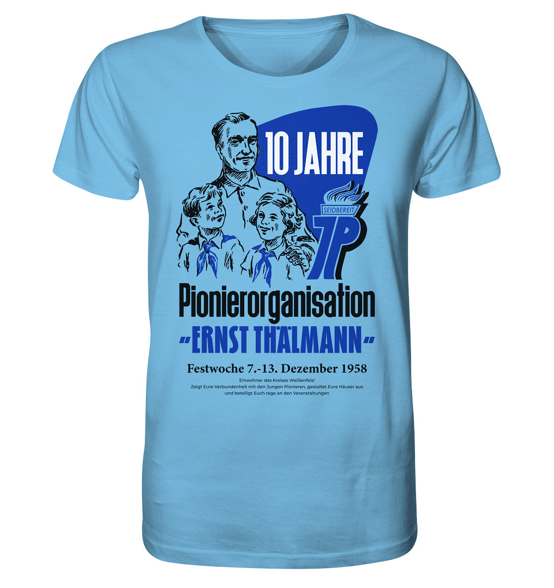 ORGANIC BIO SHIRT UNISEX • 10 JAHRE PIONIERORGANISATION 1958 - ORIGINAL ILLUSTRATION