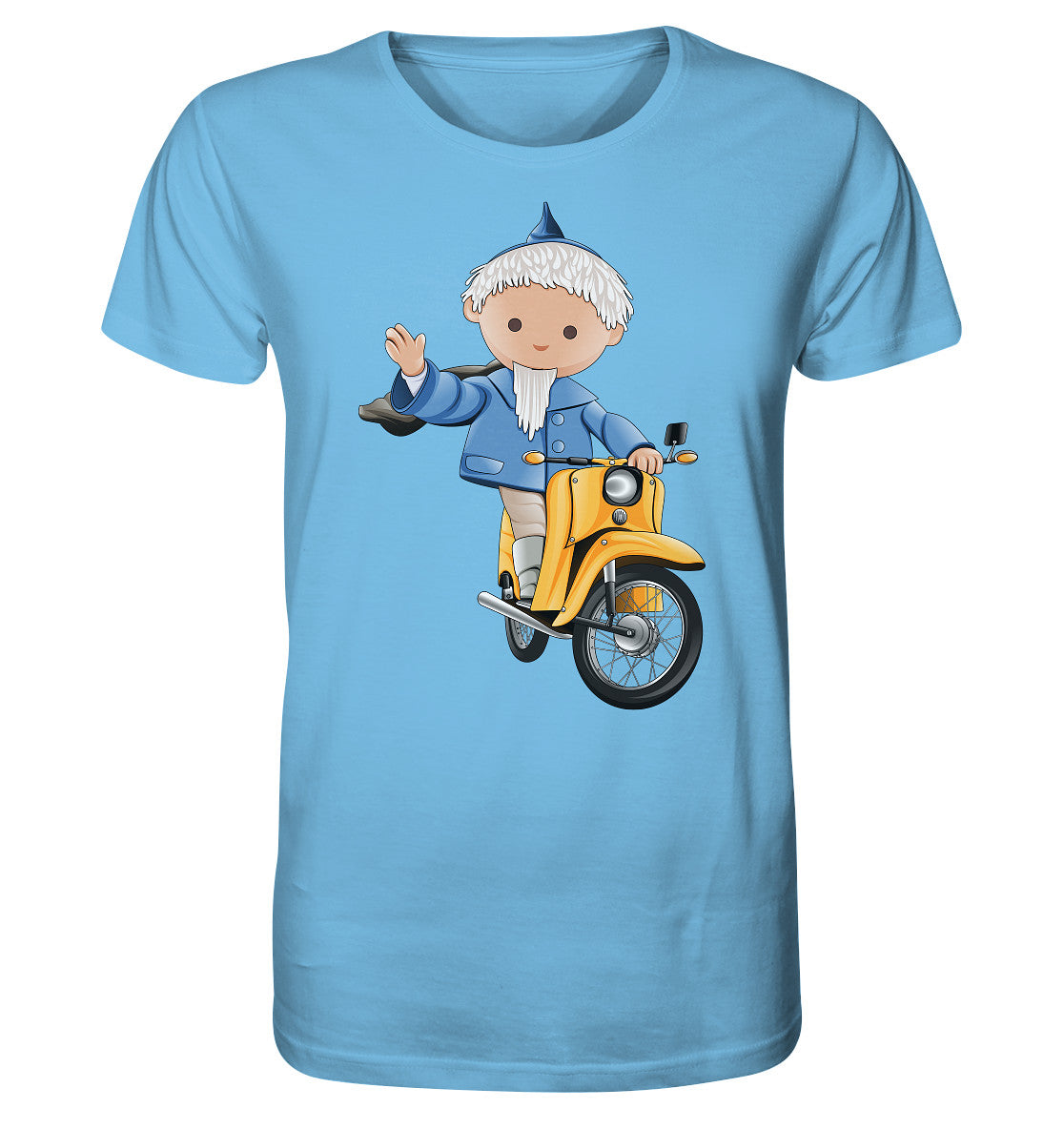 ORGANIC BIO SHIRT UNISEX • UNSER SANDMÄNNCHEN - AUF DER SCHWALBE - BLAU (PU-137, 1973)