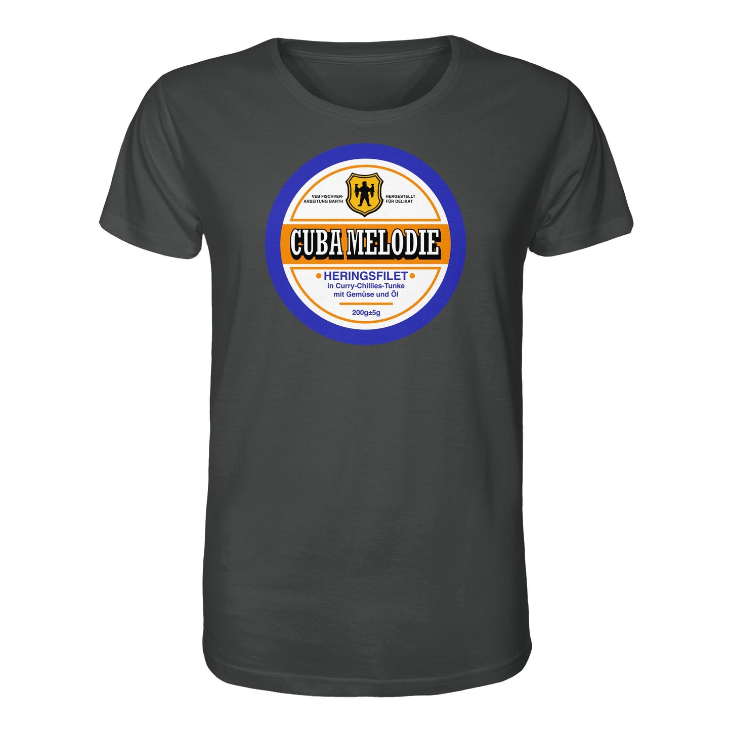 DDR Ostalgie Bio-Shirt Unisex • CUBA MELODIE HERINGSFILET - VEB FISCHVERARBEITUNG BARTH