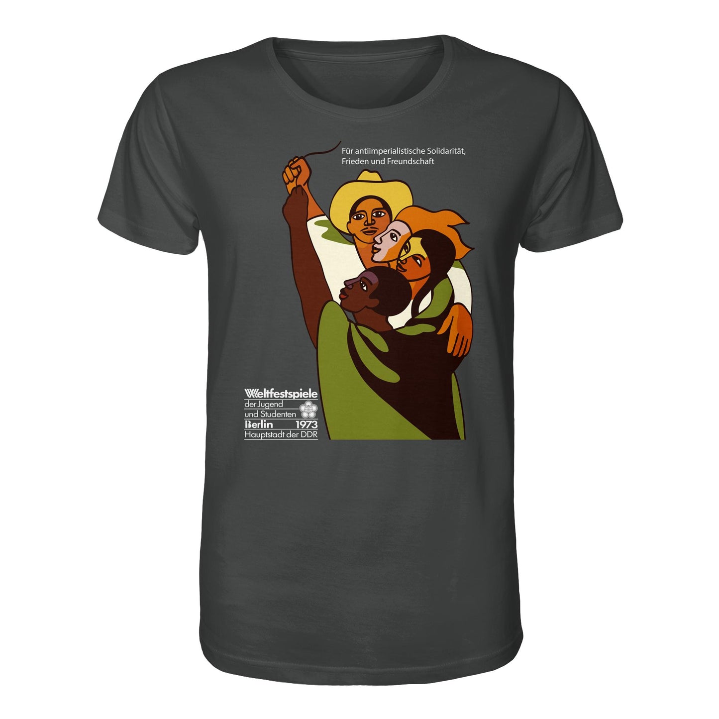 DDR Ostalgie Bio-Shirt Unisex • FÜR FRIEDEN UND FREUNDSCHAFT - ORIGINALPOSTER WELTFESTSPIELE BERLIN 1973