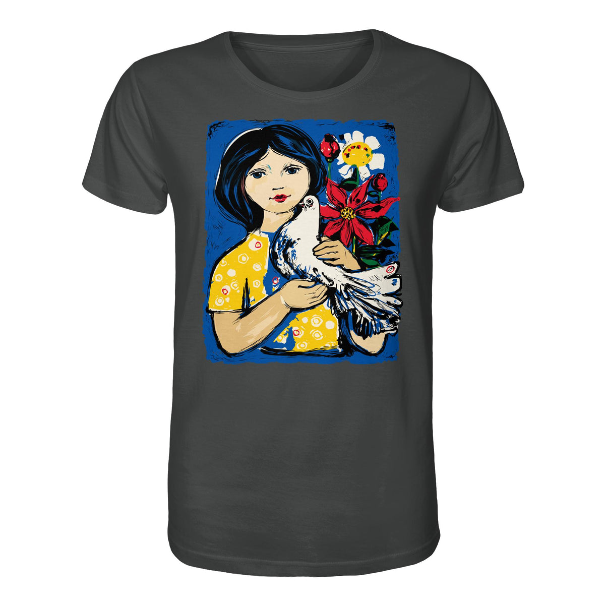 DDR Ostalgie Bio-Shirt Unisex • WALTER WOMACKA - MÄDCHEN MIT FRIEDENSTAUBE