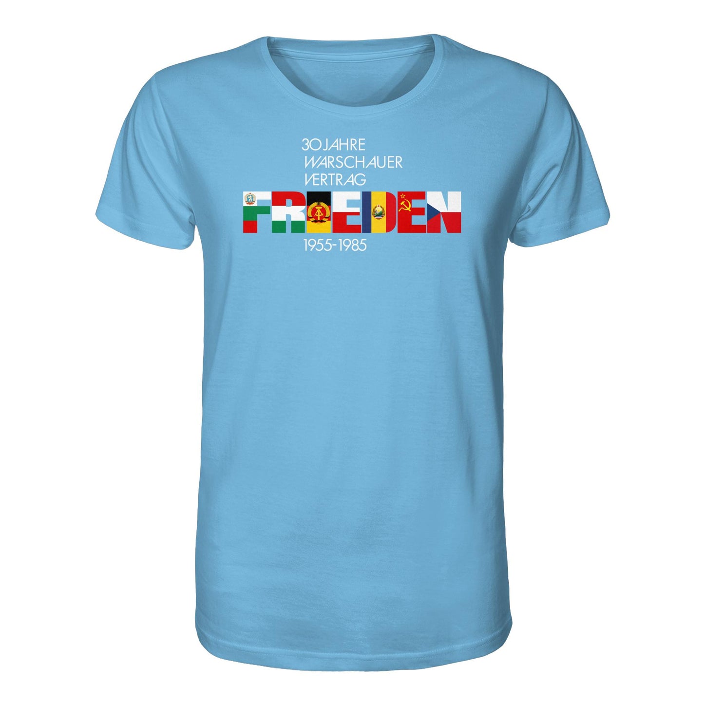 DDR Ostalgie Bio-Shirt Unisex • FRIEDEN - 30 JAHRE WARSCHAUER VERTRAG (DDR-BRIEFMARKE)