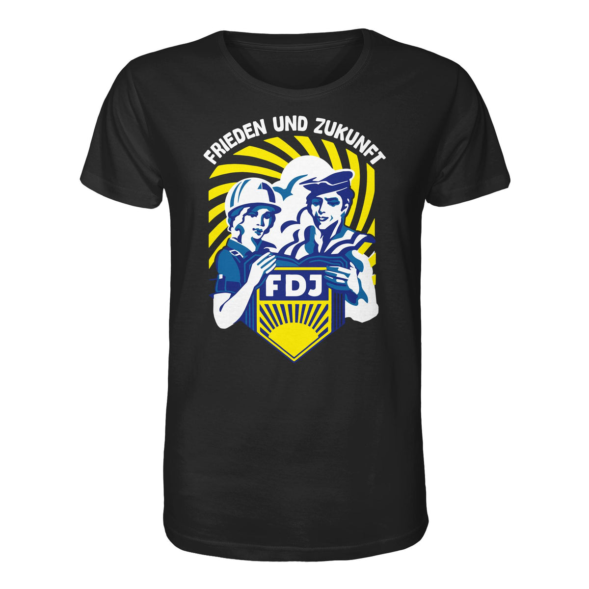 DDR Ostalgie Bio-Shirt Unisex • FDJ - FRIEDEN UND ZUKUNFT (ORIGINAL WIMPEL)