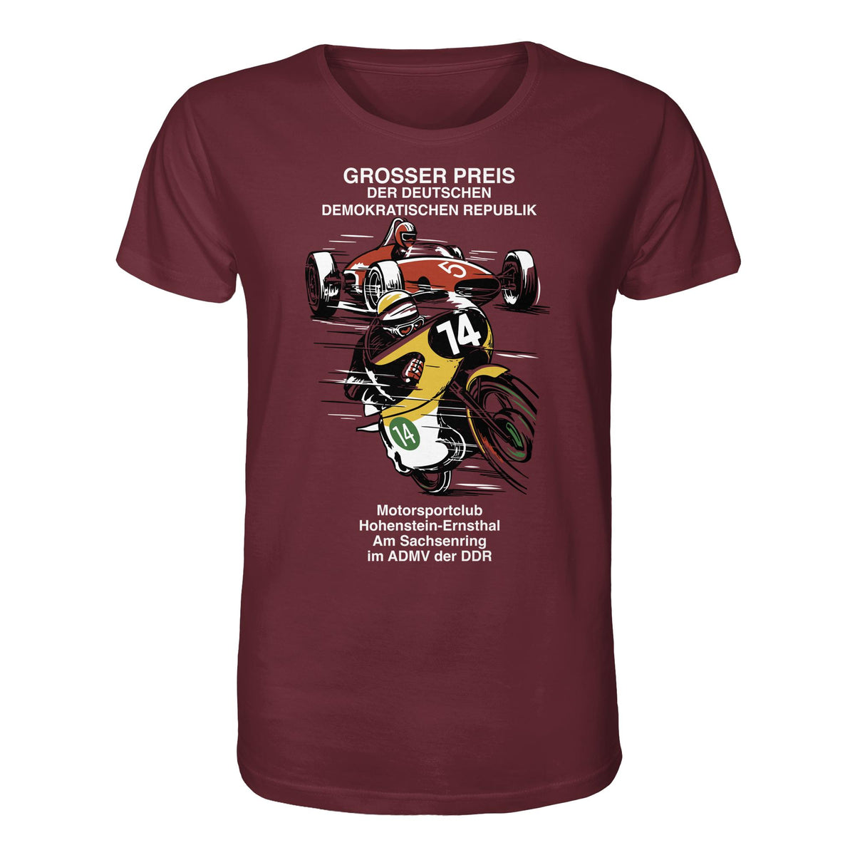 DDR Ostalgie Bio-Shirt Unisex • MOTORSPORT HOHENSTEIN-ERNSTHAL - GROSSER PREIS DER DDR