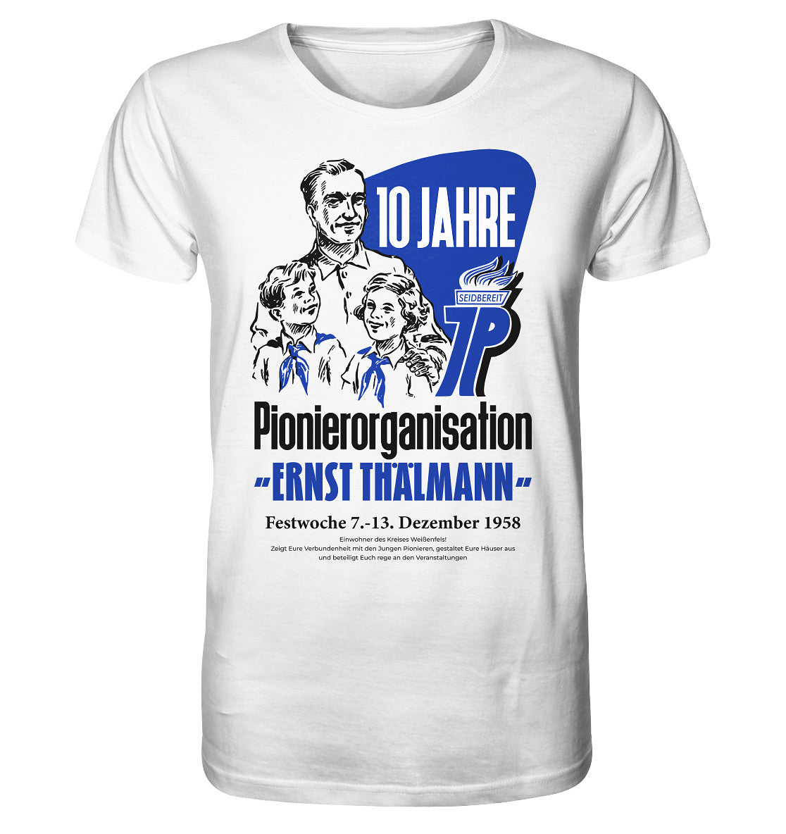 ORGANIC BIO SHIRT UNISEX • 10 JAHRE PIONIERORGANISATION 1958 - ORIGINAL ILLUSTRATION
