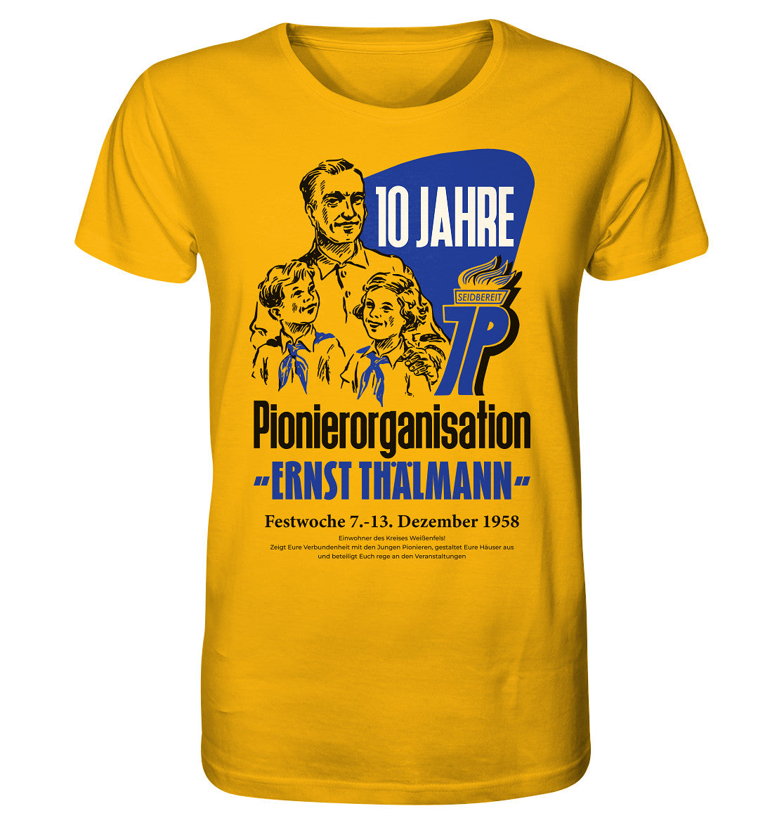 ORGANIC BIO SHIRT UNISEX • 10 JAHRE PIONIERORGANISATION 1958 - ORIGINAL ILLUSTRATION