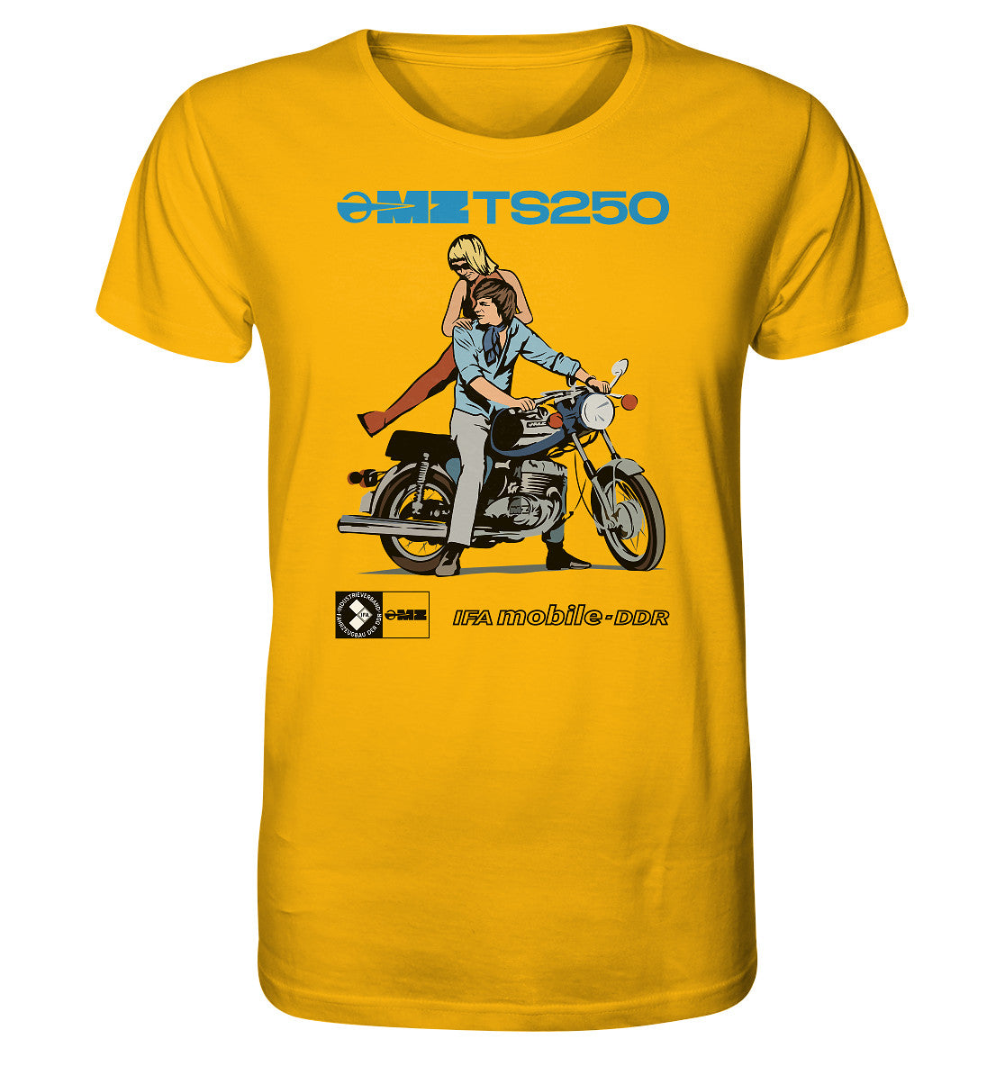 ORGANIC BIO SHIRT UNISEX • MZ TS 250 BLAU (ORIGINAL DDR-PLAKAT)