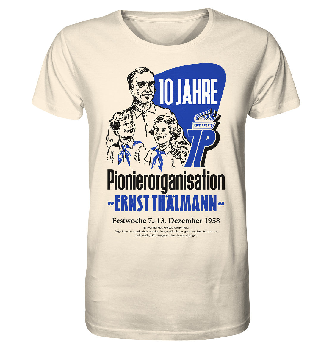 ORGANIC BIO SHIRT UNISEX • 10 JAHRE PIONIERORGANISATION 1958 - ORIGINAL ILLUSTRATION
