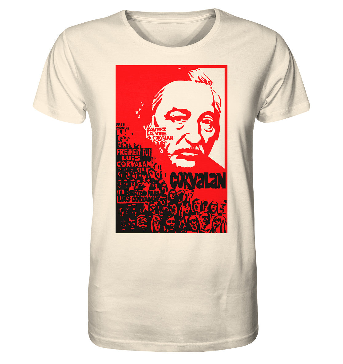 ORGANIC BIO SHIRT UNISEX • FREIHEIT FÜR LUIS CORVALAN (DDR ORIGINAL-PLAKAT)