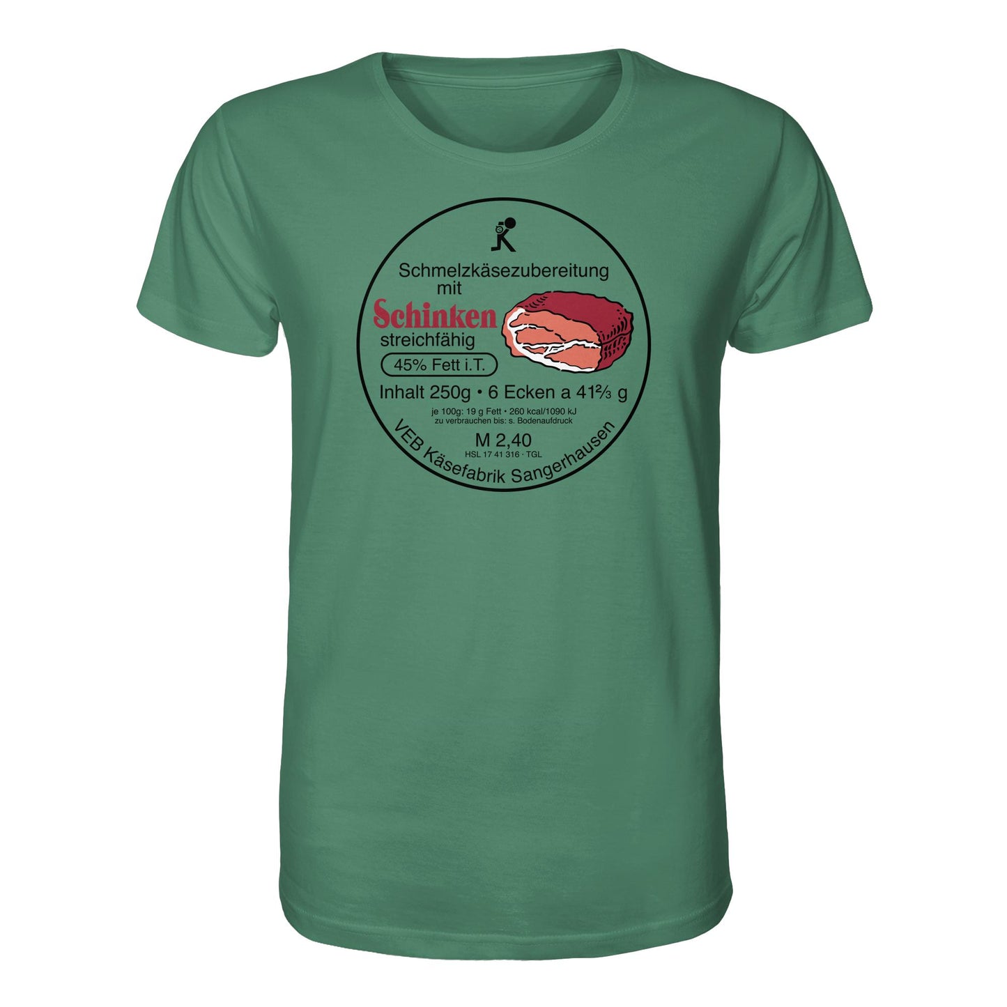 DDR Ostalgie Bio-Shirt Unisex • SCHMELZKÄSE MIT SCHINKEN - VEB KÄSEFABRIK SANGERHAUSEN