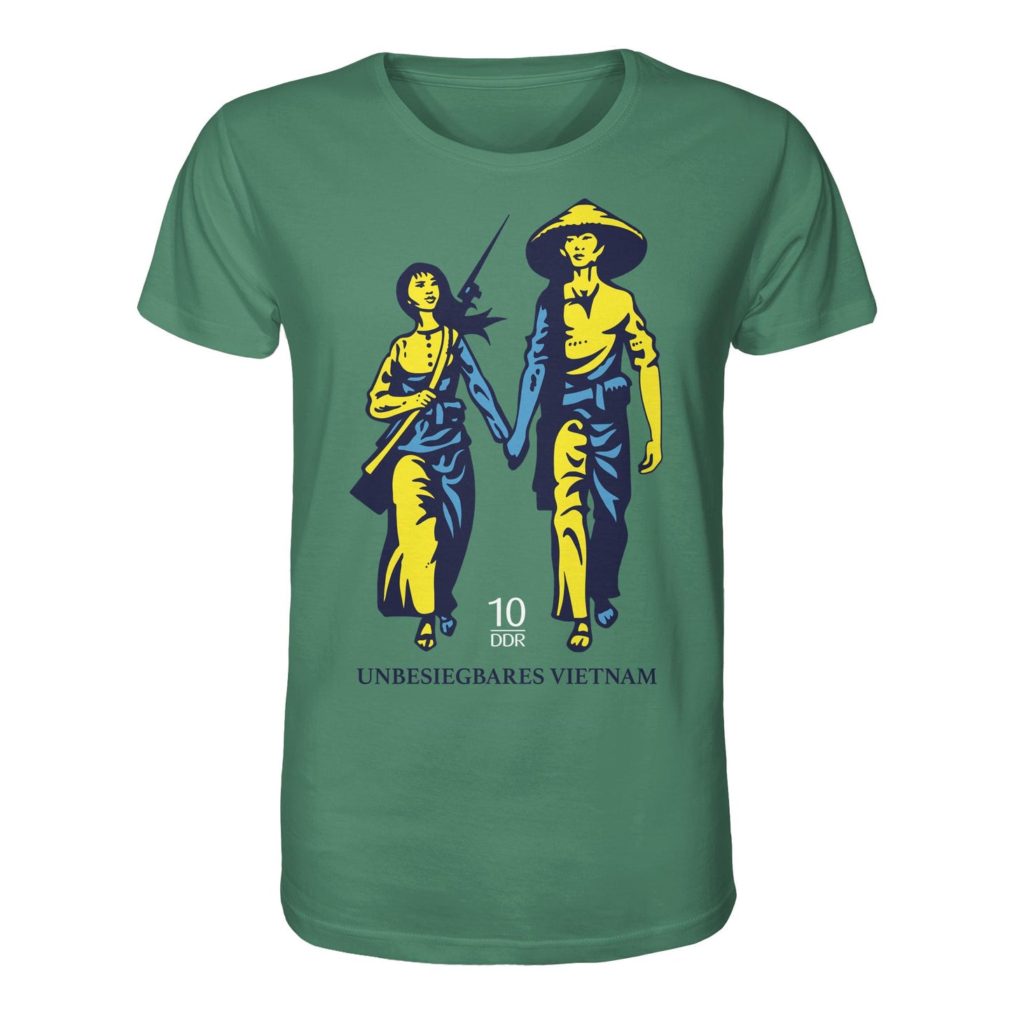DDR Ostalgie Bio-Shirt Unisex • UNBESIEGBARES VIETNAM (ORIGINAL DDR-BRIEFMARKE)