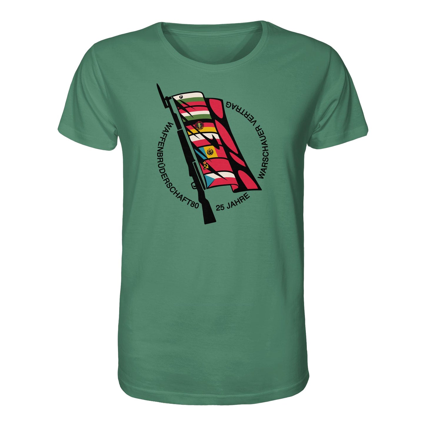 DDR Ostalgie Bio-Shirt Unisex • WAFFENBRÜDERSCHAFT80 - 25 JAHRE WARSCHAUER VERTRAG (NVA)