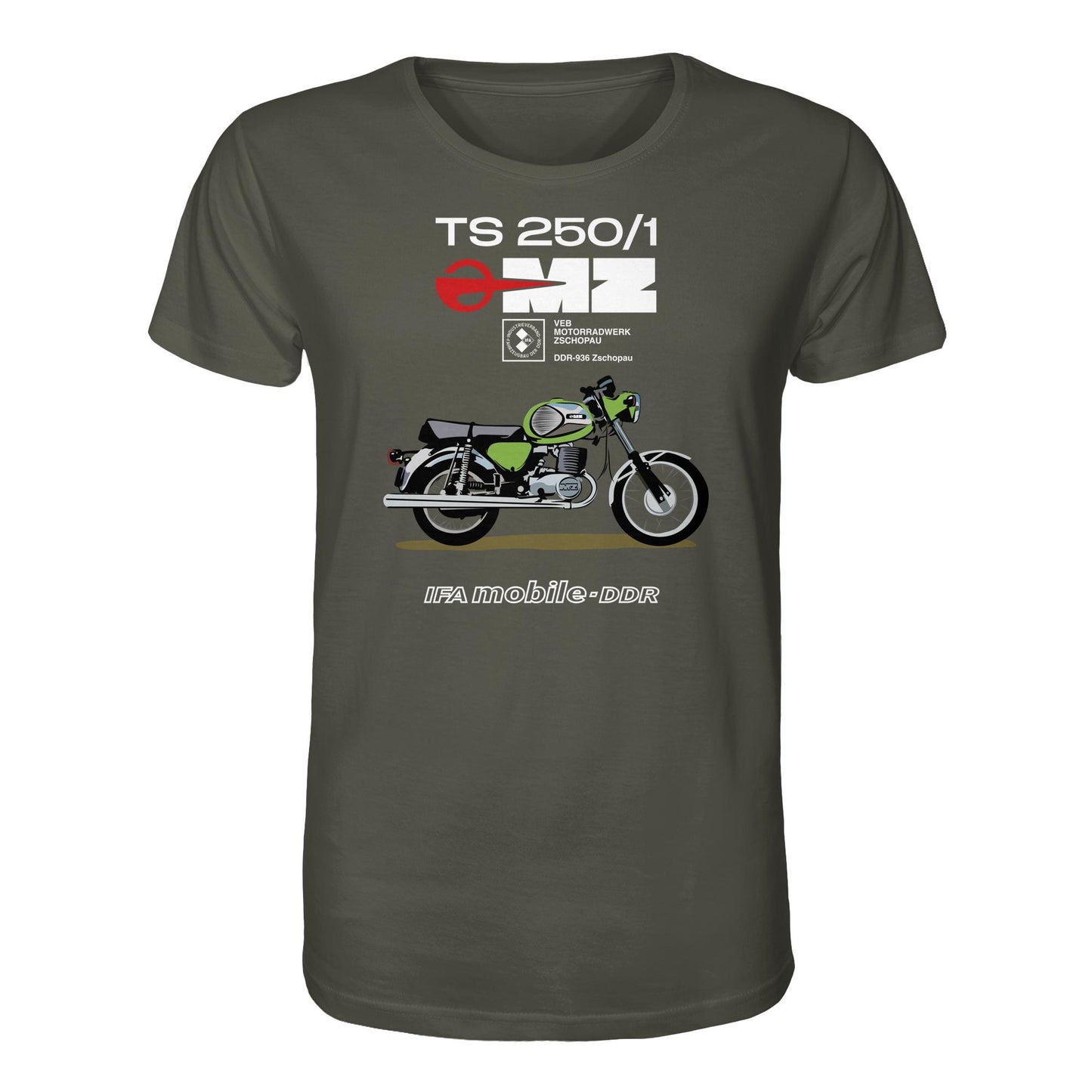 ORGANIC BIO SHIRT UNISEX • MZ TS 250 GRÜN (ORIGINAL DDR-PLAKAT)
