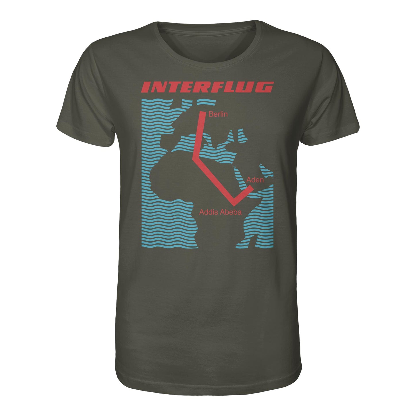 DDR Ostalgie Bio-Shirt Unisex • INTERFLUG BERLIN - ADDIS ABEBA (ORIGINAL SONDERSTEMPEL)