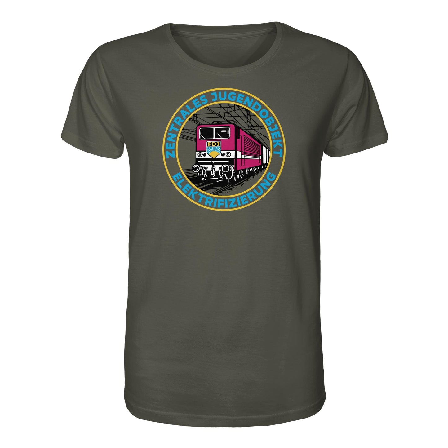DDR Ostalgie Bio-Shirt Unisex • DR - FDJ ZENTRALES JUGENDOBJEKT ELEKTRIFIZIERUNG