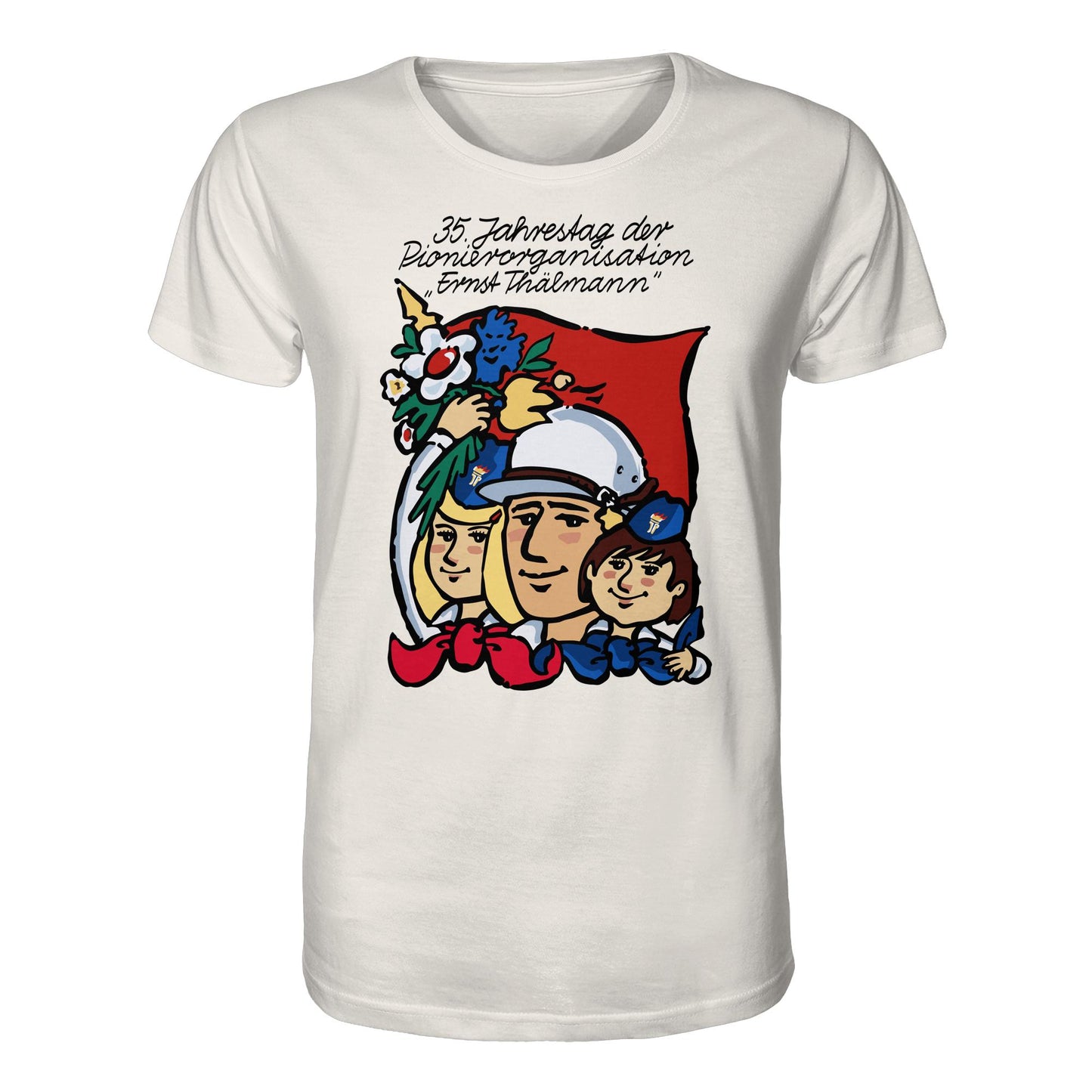 ORGANIC BIO SHIRT UNISEX • 35 JAHRE PIONIERORGANISATION ERNST THÄLMANN (ORIGINAL DDR-PLAKAT)