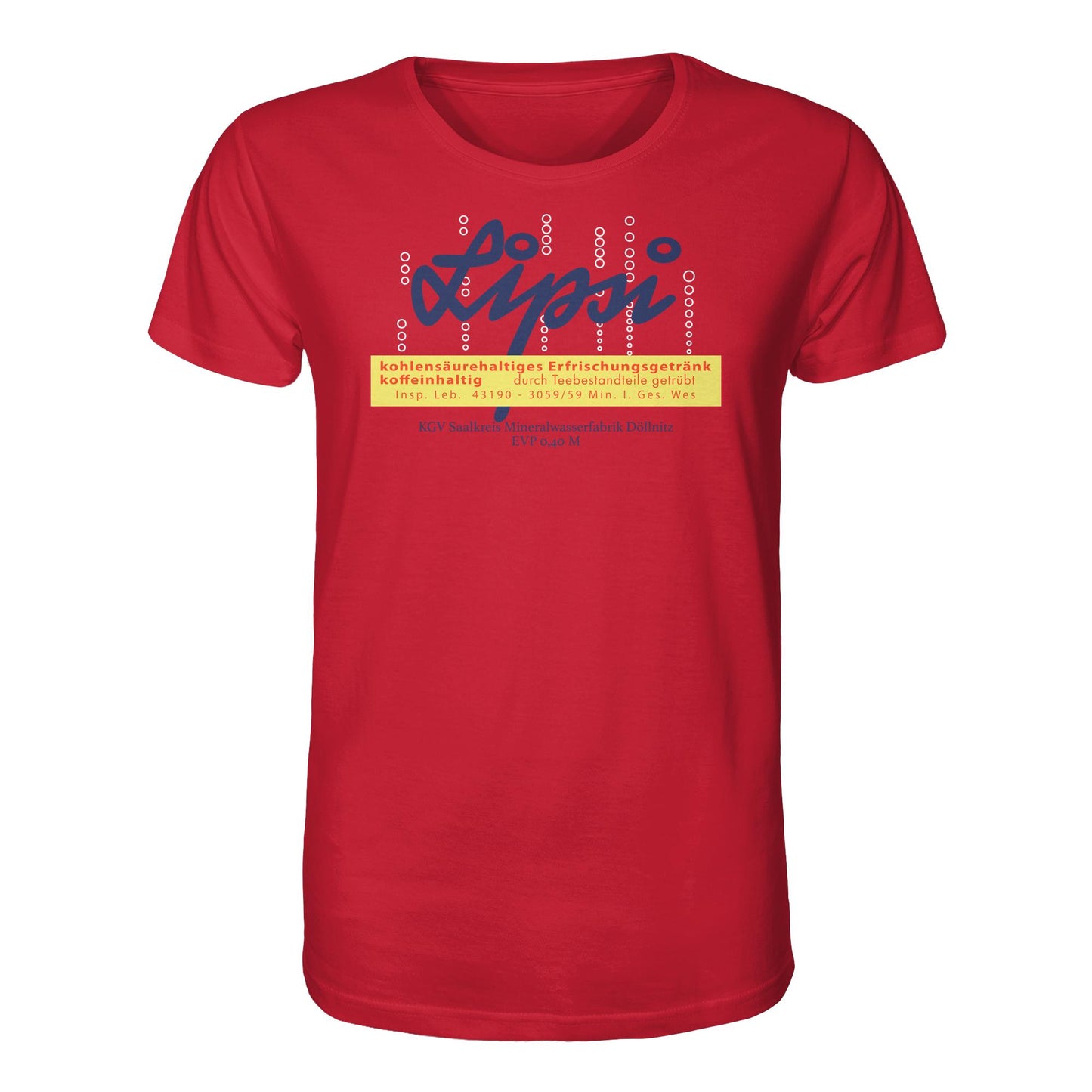 DDR Ostalgie Bio-Shirt Unisex • LIPSI ERFRISCHUNGSGETRÄNK - MINERALWASSERFABRIK DÖLLNITZ